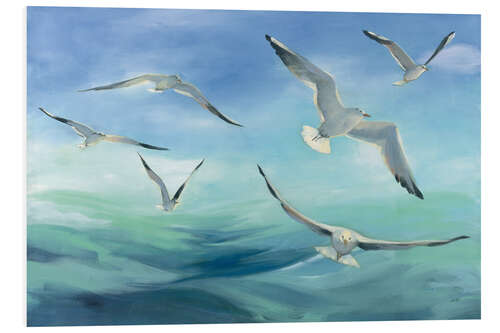 Foam board print Seagulls above the waves