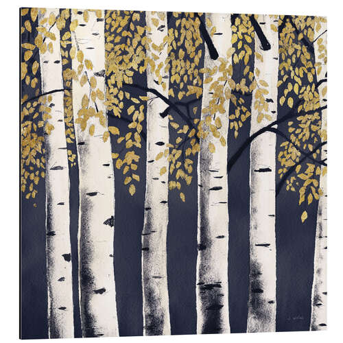 Tableau en aluminium White birches on indigo blue