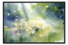 Gerahmter Kunstdruck Aquarell Landschaft im Licht