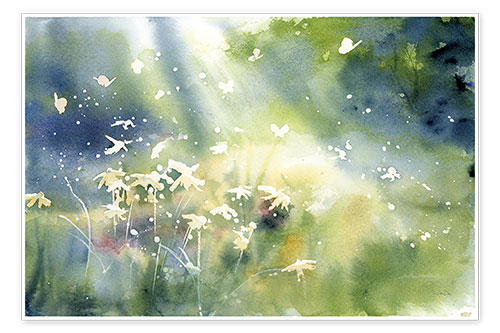 Poster Watercolor landscape in the light