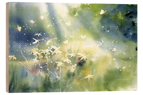 Hout print Watercolor landscape in the light