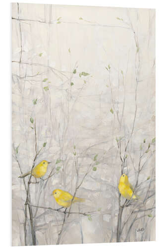 Foam board print Yellow birds on delicate branches