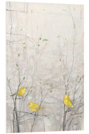 Foam board print Yellow birds on delicate branches