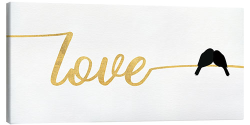 Tableau sur toile Typography in Gold - Love