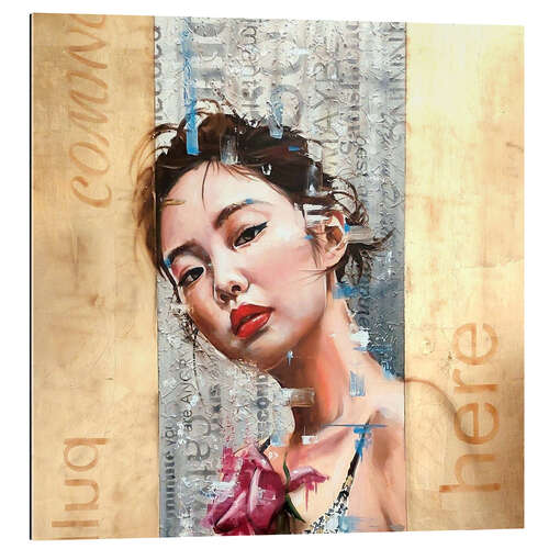 Gallery print Beautiful Japanese girl portrait with gold elements