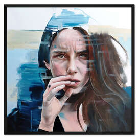 Gerahmter Kunstdruck Portrait of beautiful sad woman