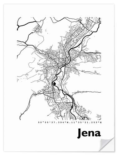 Muursticker City map of Jena