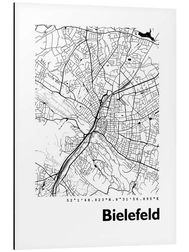 Quadro em alumínio City map of Bielefeld