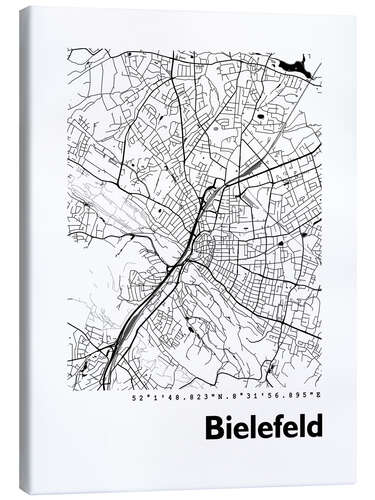 Leinwandbild Stadtplan von Bielefeld