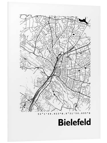 Foam board print City map of Bielefeld