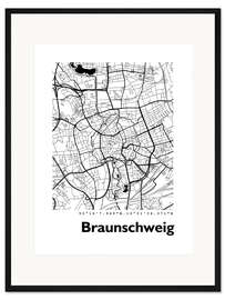 Gerahmter Kunstdruck Stadtplan von Braunschweig