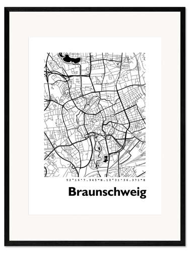 Innrammet kunsttrykk City map of Brunswick