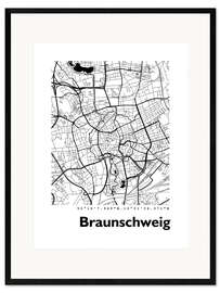 Gerahmter Kunstdruck Stadtplan von Braunschweig