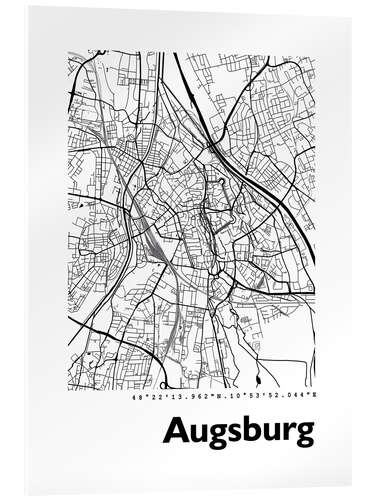 Acrylglasbild Stadtplan von Augsburg