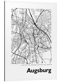 Tableau en aluminium City map of Augsburg