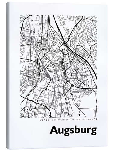 Canvas print City map of Augsburg