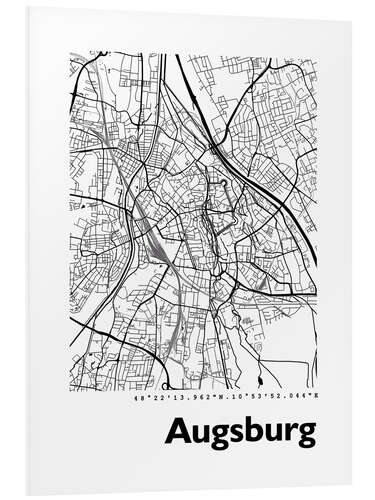 Foam board print City map of Augsburg