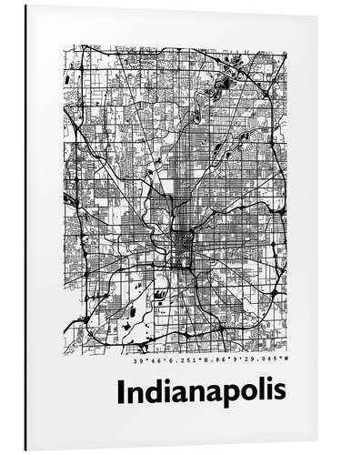 Quadro em alumínio Indianapolis city map