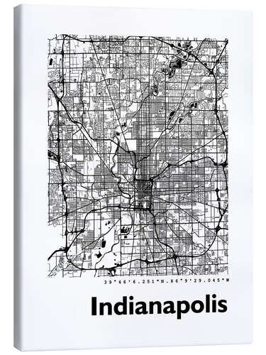 Canvas print Indianapolis city map