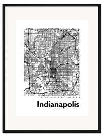 Gerahmter Kunstdruck Stadtplan von Indianapolis