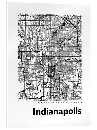 Quadro em plexi-alumínio Indianapolis city map