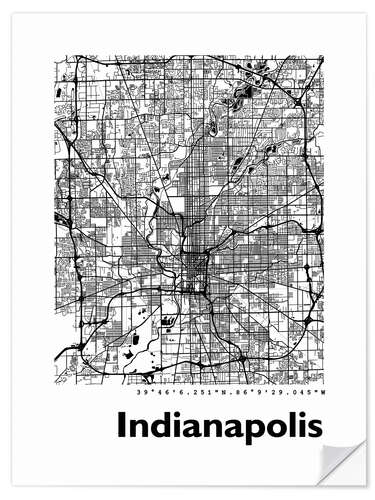 Sticker mural Indianapolis city map