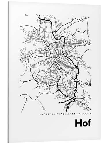 Alumiinitaulu City map of Hof