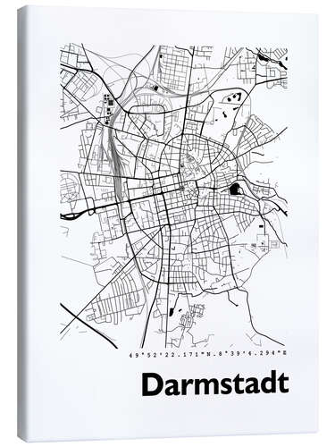 Canvas print City map of Darmstadt