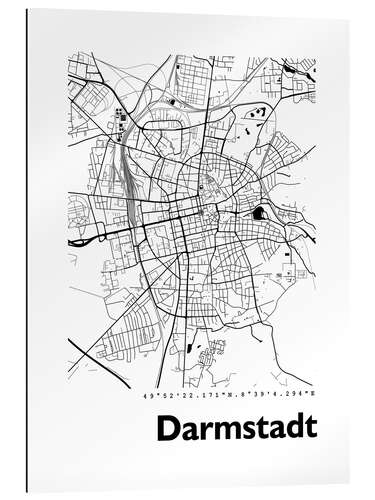 Quadro em plexi-alumínio City map of Darmstadt