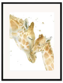 Gerahmter Kunstdruck Giraffenliebe