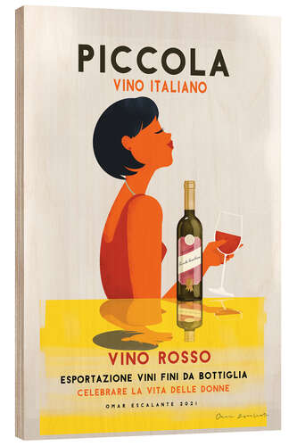 Wood print Vintage Vino Rosso I