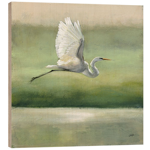 Wood print Flight of a crane