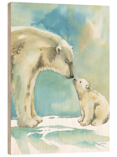 Wood print Polar Bear Love