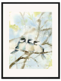 Gerahmter Kunstdruck Drei Meisen im Frühling