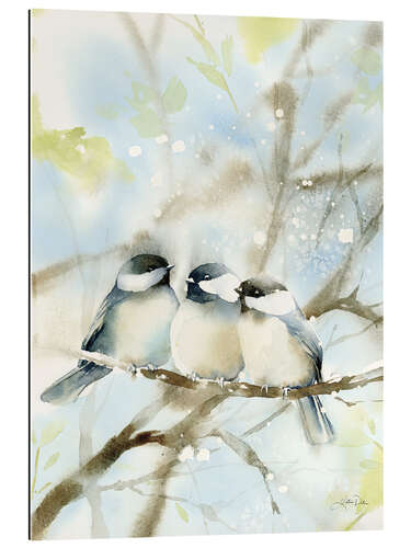 Gallery print Three Chickadees in Spring