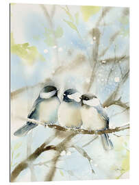 Quadro em plexi-alumínio Three Chickadees in Spring