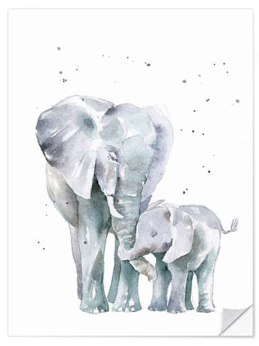 Selvklebende plakat Mama Elephant