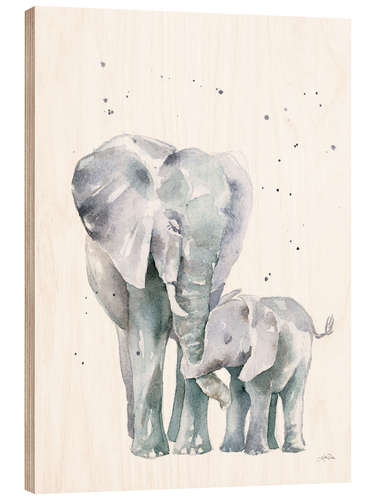 Wood print Mama Elephant