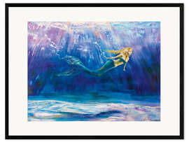 Ingelijste kunstdruk Floating mermaid