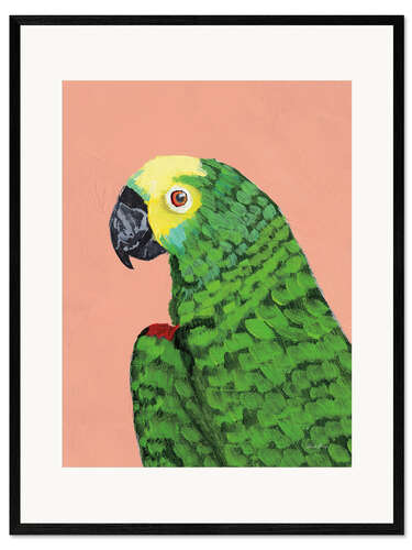 Impresión de arte enmarcada Green parrot head