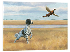 Aluminiumsbilde Pheasant and hound by the river