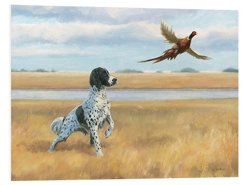 Tableau en PVC Pheasant and hound by the river