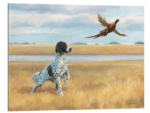 Tableau en plexi-alu Pheasant and hound by the river