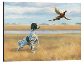 Magnettafel Fasan und Jagdhund am Fluss