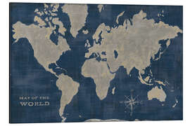 Magnettafel Weltkarte mit Kompass