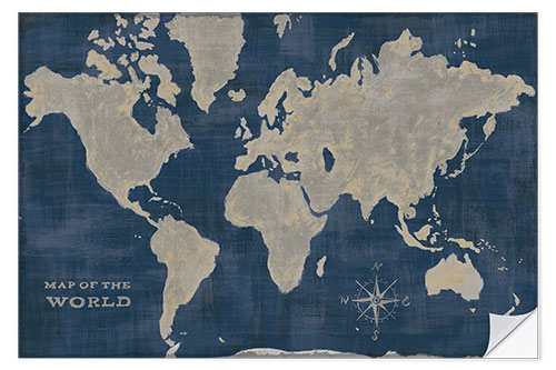 Vinilo para la pared World map with compass