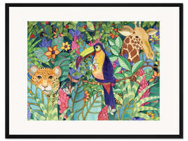 Gerahmter Kunstdruck Dschungel mit Tieren