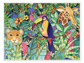 Kunstwerk  Jungle with animals - Kathleen Parr McKenna