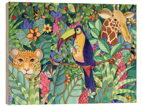 Cuadro de madera Jungle with animals