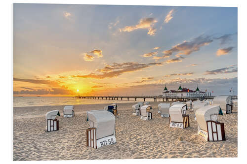 Foam board print Sunrise at the pier in Ahlbeck on Usedom